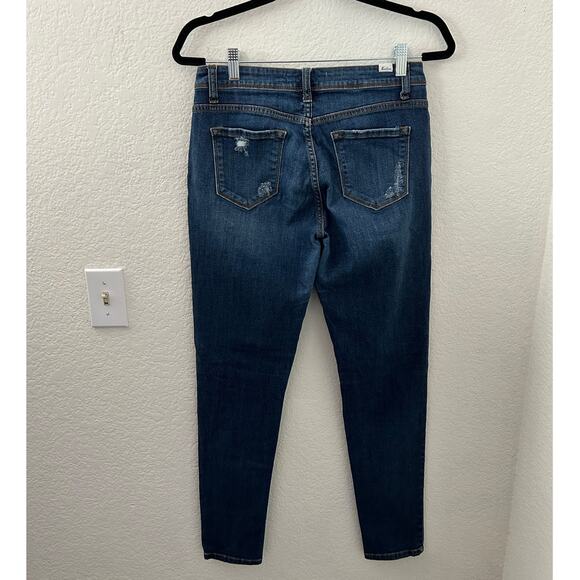 Kancan Dark Wash Mid Rise Stretchy Distressed Skinny Jeans Women Size 27 | 7 - Picture 2 of 9
